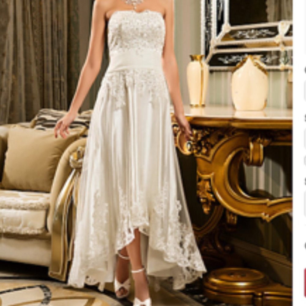 Strapless A line Wedding Dress-Champagne -Size 12